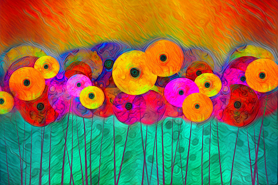 Flower Power Fourteen abstract flower art Painting by Ann Powell