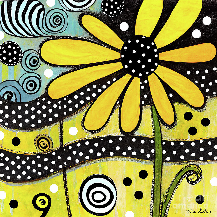 Flower Power Yellow Daisy Painting by Tina LeCour