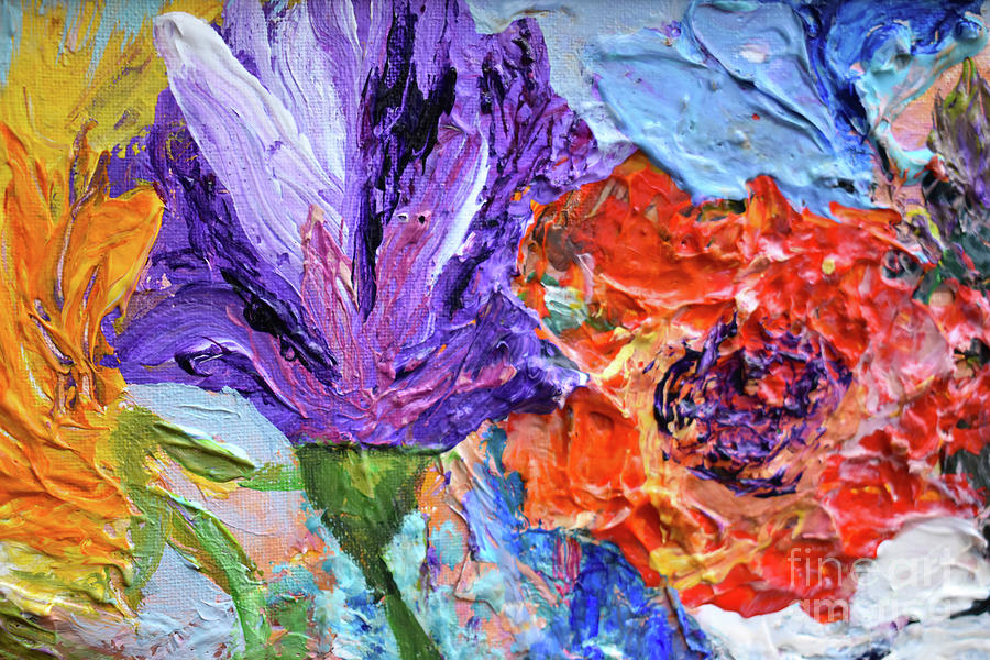 Flower Riot detail 1 Painting by Anne Cameron Cutri