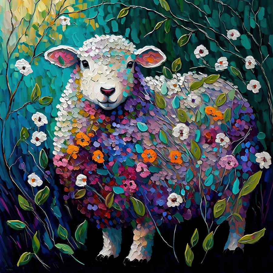Flower Sheep - Milly Digital Art by Lisa S Baker