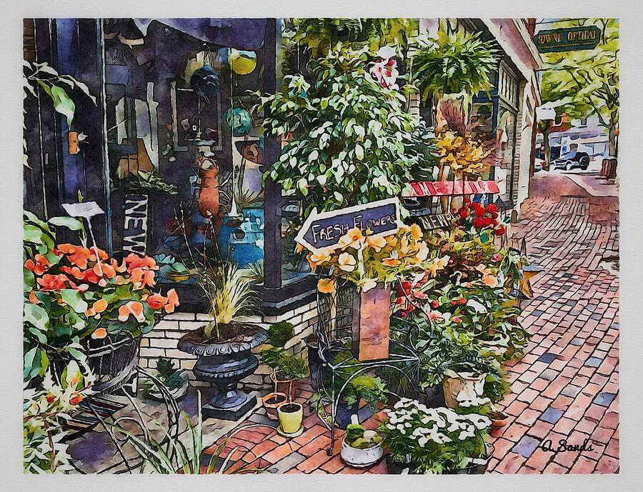 Flower Shop Amesbury Digital Art by Anne Sands