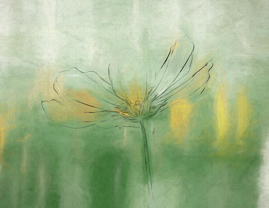 Flower Sketch with Green Abstract A2C Digital Art by Alison Frank