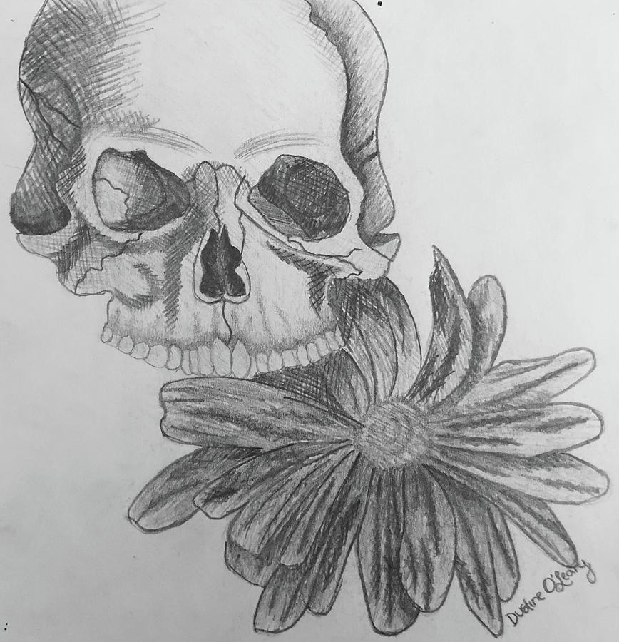 Flower Skull Drawing by Dustine OLeary | Fine Art America