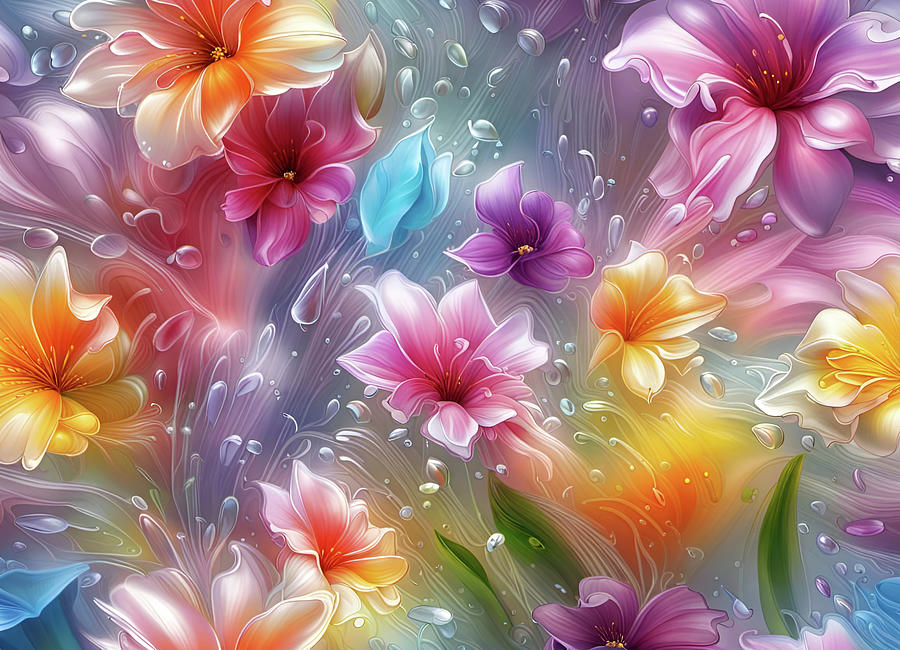 Flower Splash Art Digital Art by Deb Beausoleil