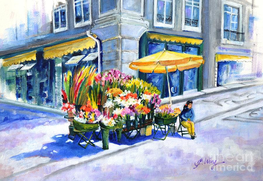 Flower stall in Lisbon Painting by Betty M M Wong