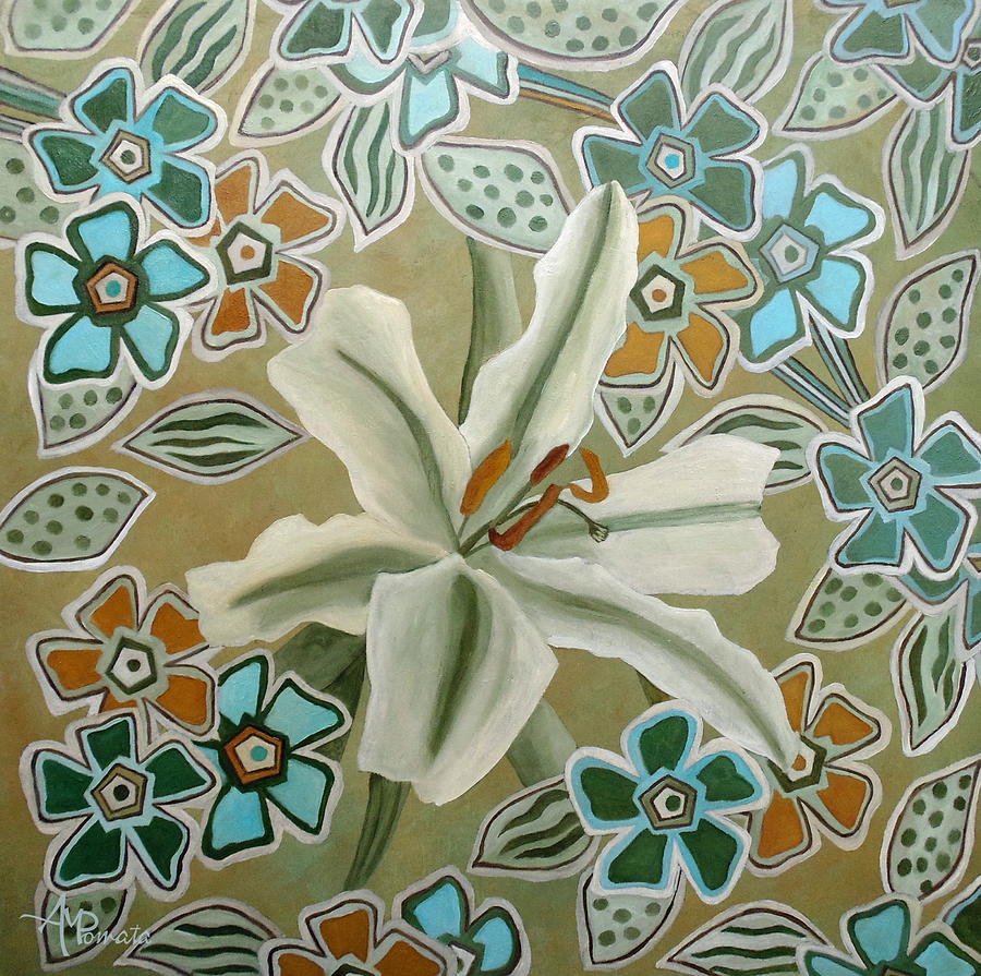 Flower Tessellation Painting by Angeles M Pomata