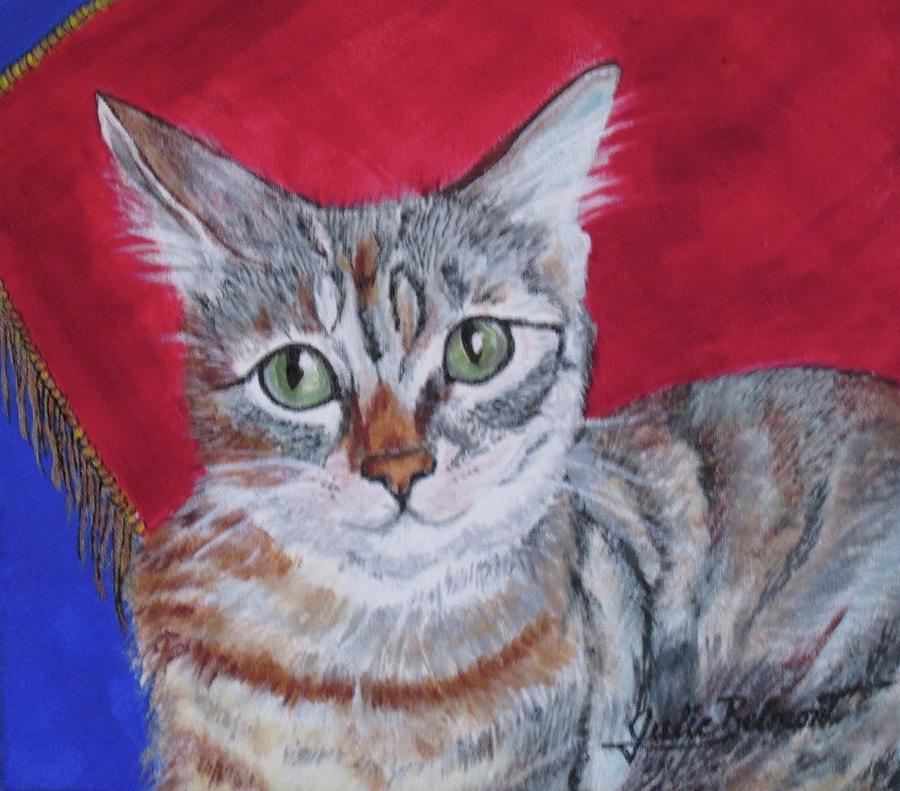 Pet Portrait Painting - Flower the Cat by Julie Belmont