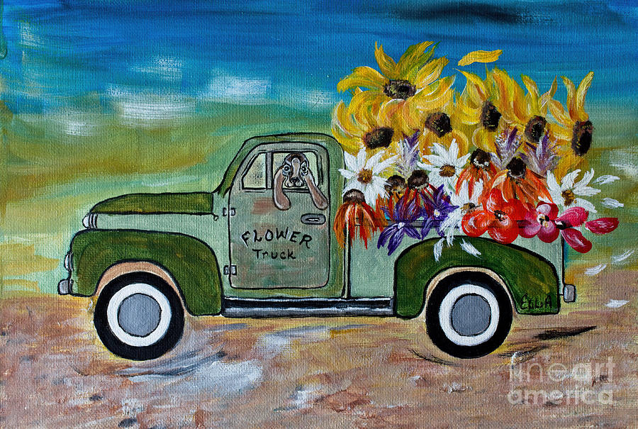 Flower Truck Painting by Ella Kaye Dickey
