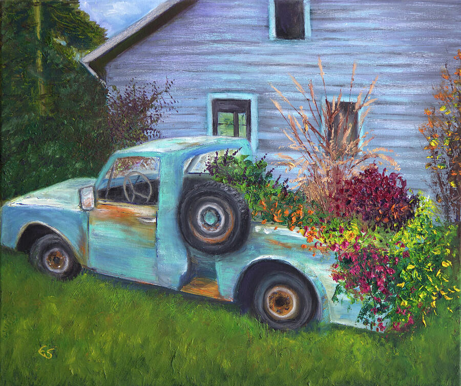 Flower Truck Painting by Evelyn Snyder