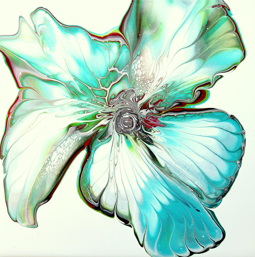 Flower Turquoise, Red Painting by Elvira De Vries