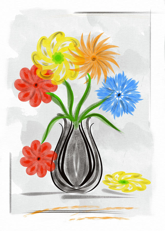 Flower Vase Digital Art by Irene Moriarty