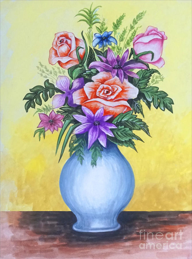 Flower vase Painting by Manoj Bathula - Fine Art America, flower