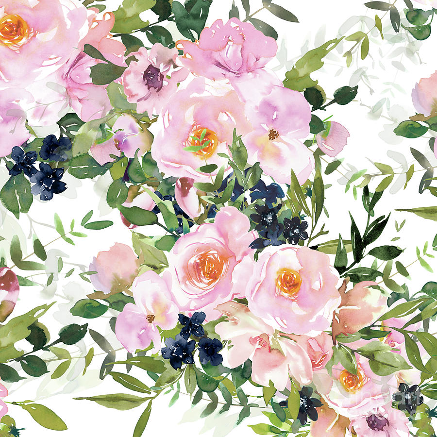 Flower watercolor painting, pink and white, roses art Digital Art by ...