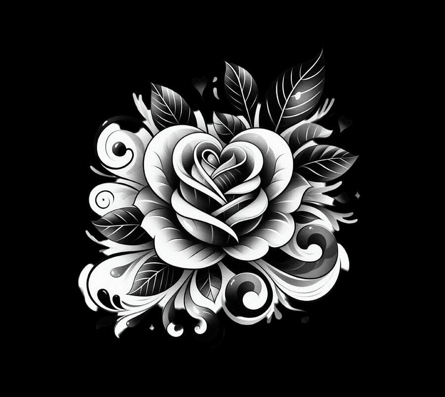 Flower With Leaves Black Magic Digital Art by Fitri Apriliyani Flower With Leaves Black Magic Digital Art by Fitri Apriliyani