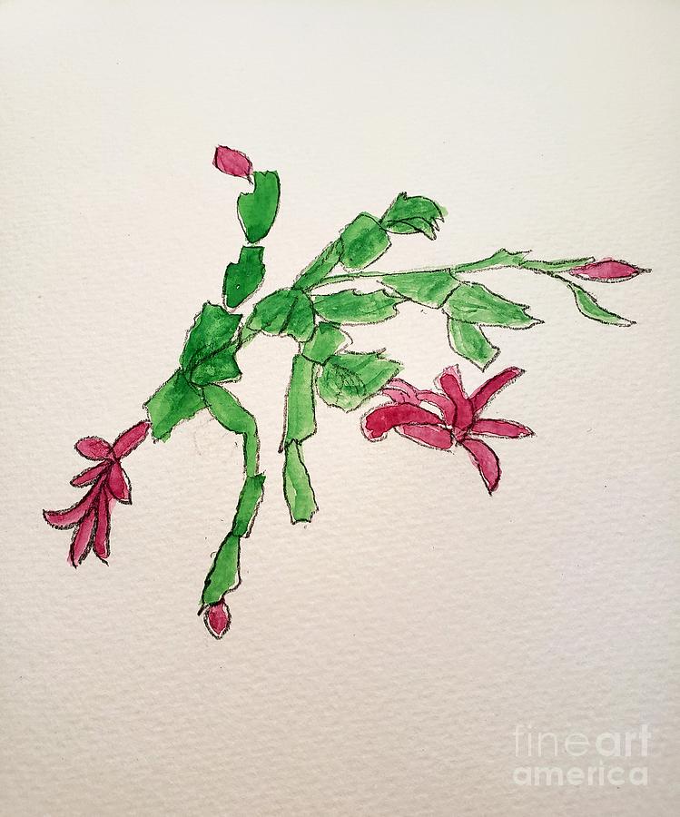 Flowering Cactus Painting by Margaret Welsh Willowsilk