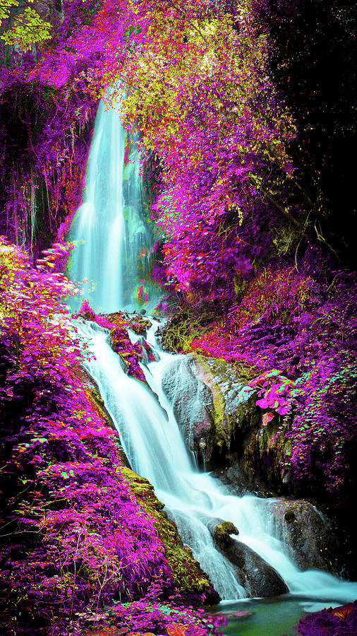 Flowering Cascading Mountain Waterfall Photograph by The James Roney ...