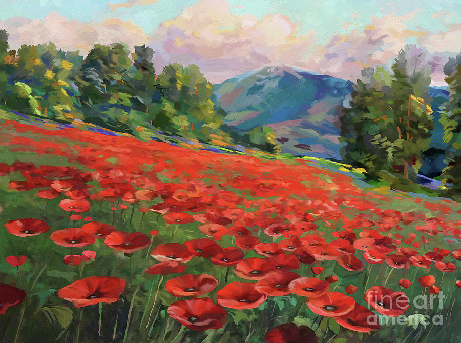 Poppy Digital Art - Flowering Meadows by Tim Gilliland