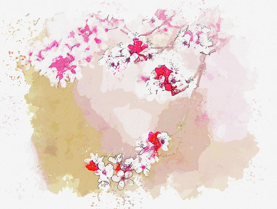 Flowering Plum Tree 2 Painting by Celestial Images