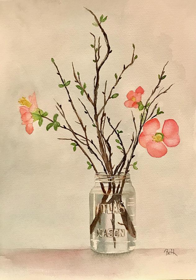 Flowering Quince Painting by Beth Fontenot