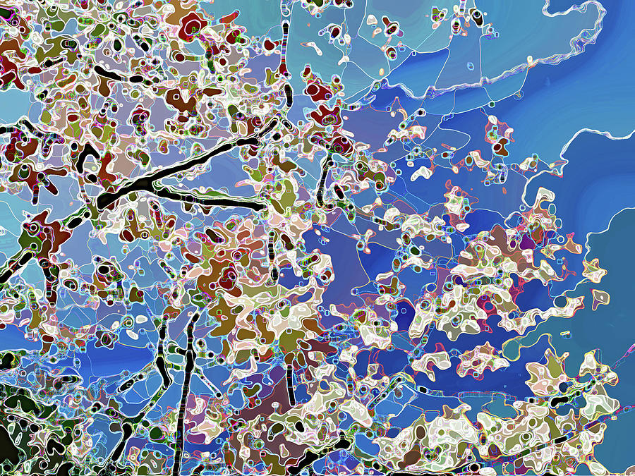 Flowering Tree Abstract Blue Photograph by Corinne Carroll