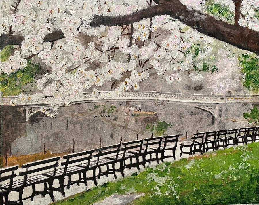 Flowering Tree Central Park Painting by Gary Springer