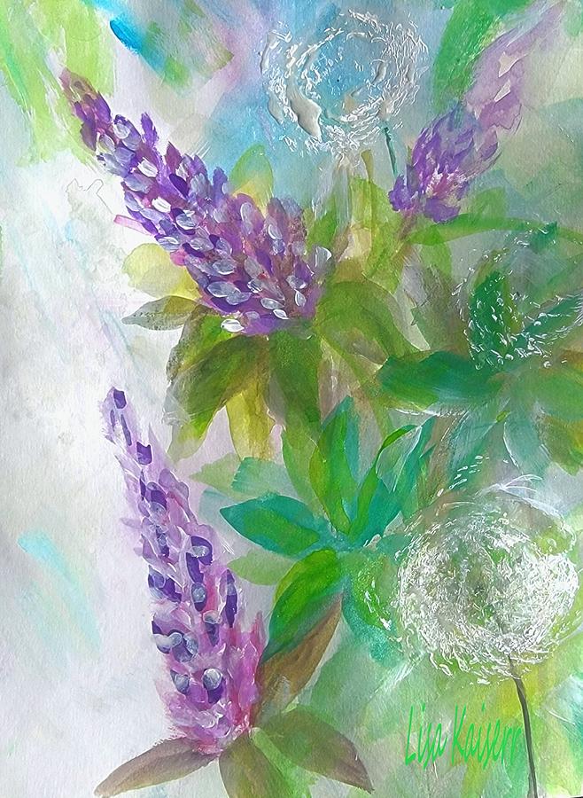 Flowering Weeds and Lupine Painting Painting by Lisa Kaiser