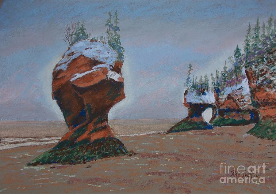 Flowerpot Rocks ,N.B.   Pastel by Rae  Smith PAC