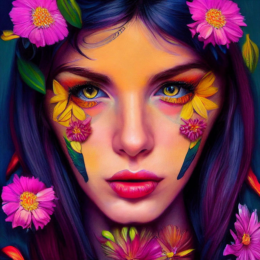 Flowerpunk Portrait Of A Unique Gorgeous Woman Bright 8a39f0da 867d ...