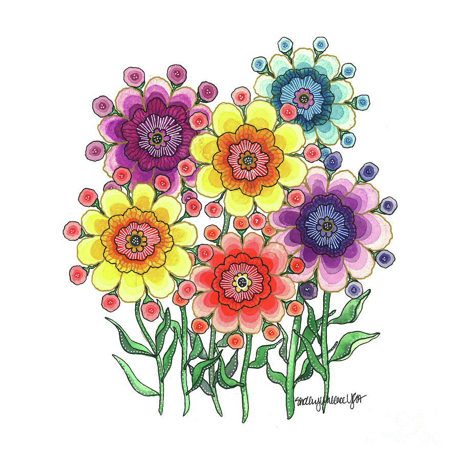 Whimsical Painting - Flowers 1 by Shelley Wallace Ylst Whimsical Painting - Flowers 1 by Shelley Wallace Ylst