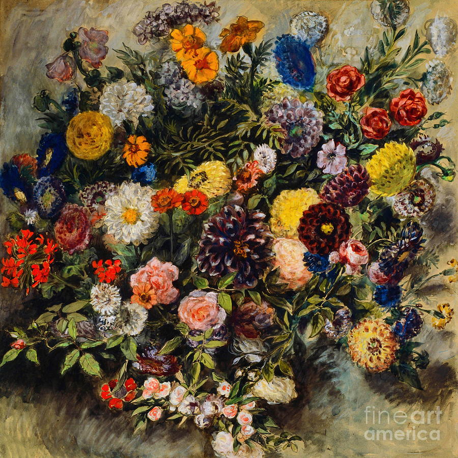 Flowers 2 Painting by Eugene Delacroix