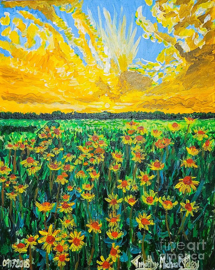 Flowers Across the Plains  Painting by Timothy Foley