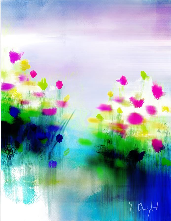 Flowers and Abstract Reflection Digital Art by Frank Bright