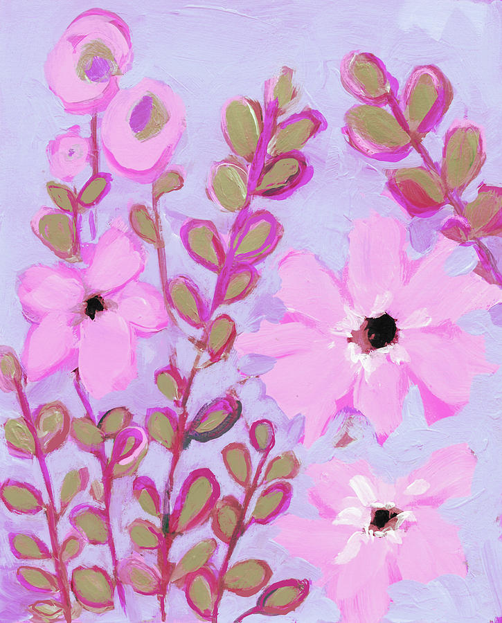 Flowers and Foliage Abstract Flowers Pink and Lilac Painting by Patricia Awapara