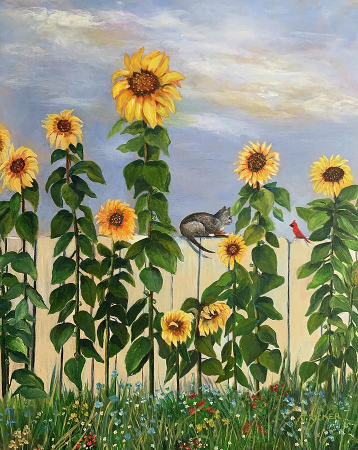 Bird Painting - Flowers and Friends by Jane Ricker