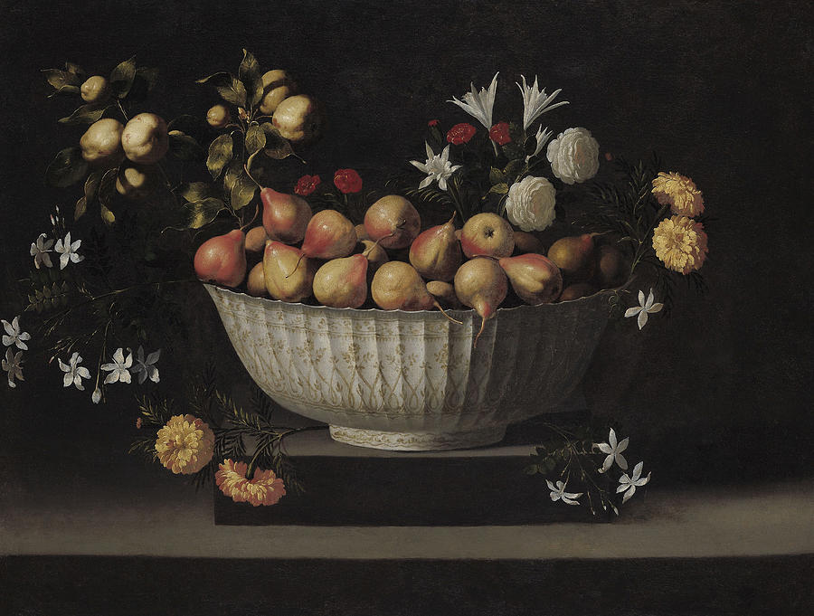 Flowers and Fruit in a China Bowl Painting by Francisco de Zurbaran