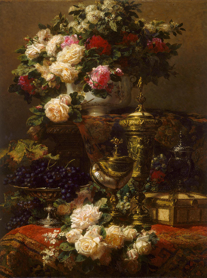 Flower Painting - Flowers and fruit  by Jean Baptiste Robie