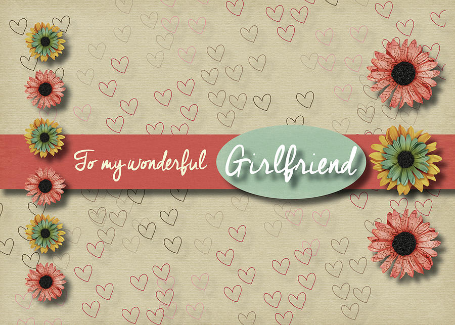 Flowers and hearts Valentine for Girlfriend Digital Art by Jan Keteleer