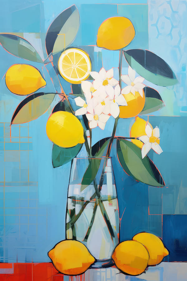 Flowers and Lemons  Painting by Lourry Legarde