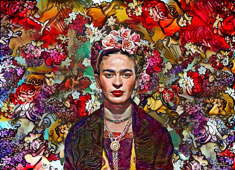 Flowers bloom Frida Poster girl Painting by White Ian - Fine Art America