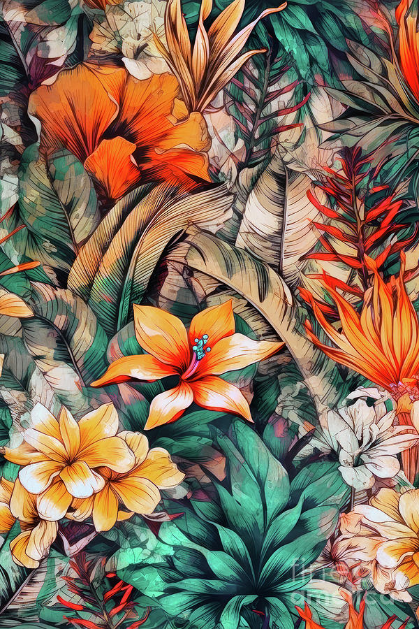 Flowers botanical pattern #nature Digital Art by Justyna Jaszke JBJart