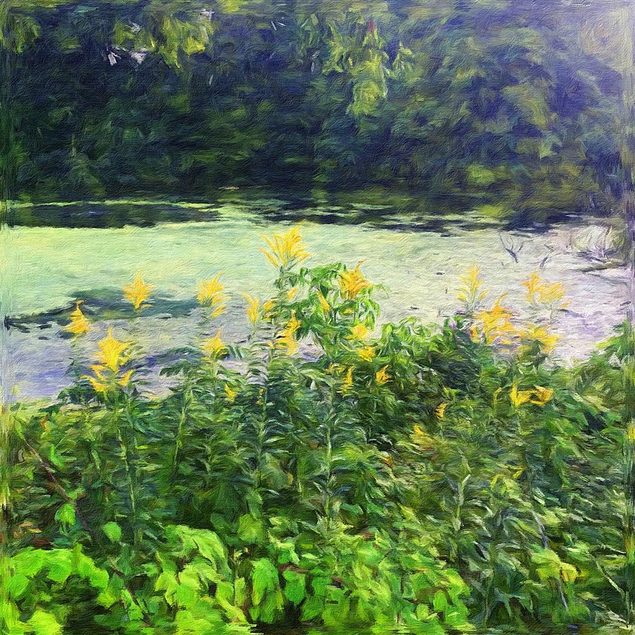 Flower Digital Art - Flowers by the Waters Edge by Pamela Storch