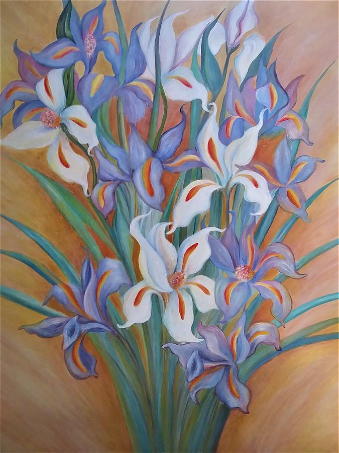 Flowers Dancing to a  Clearer Perspective Painting by Vivian Aaron