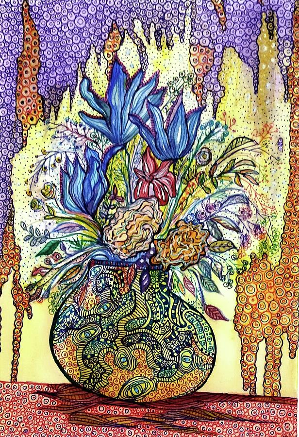 Flowers Design Painting by Yahya Yuksel - Fine Art America