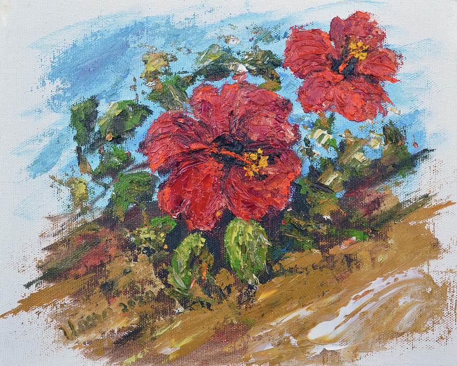 Flowers from my garden 4 Painting by Uma Krishnamoorthy