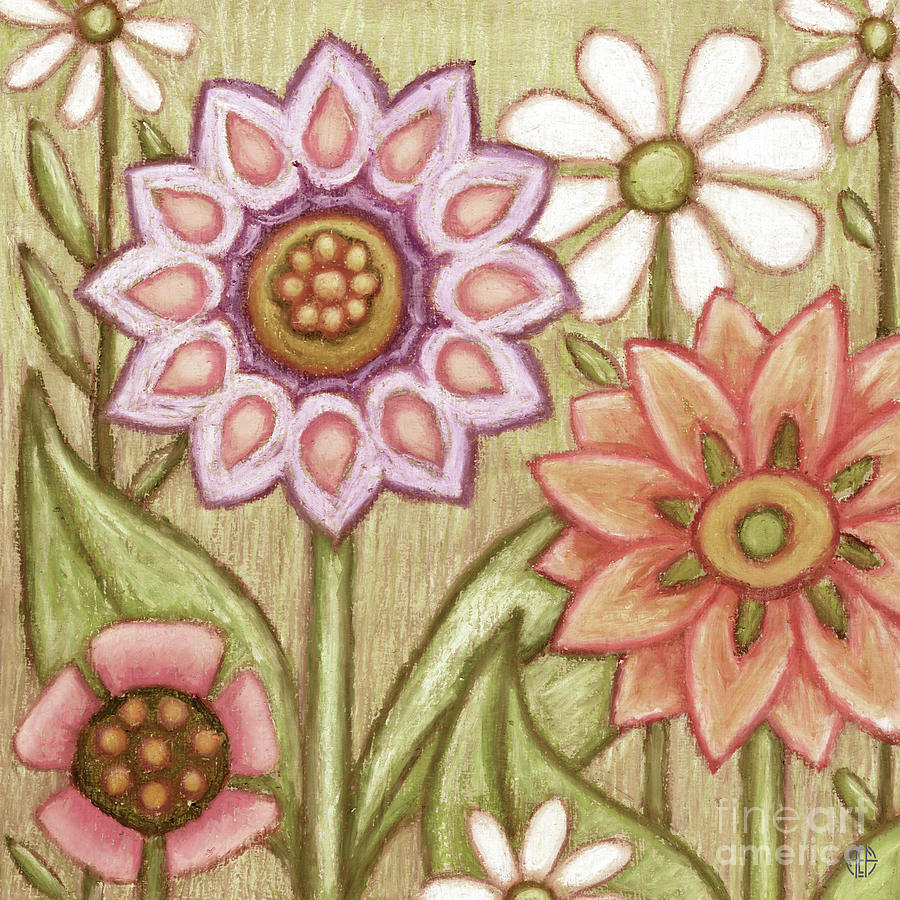 Flowers Grow Smiles. Wildflora Painting by Amy E Fraser