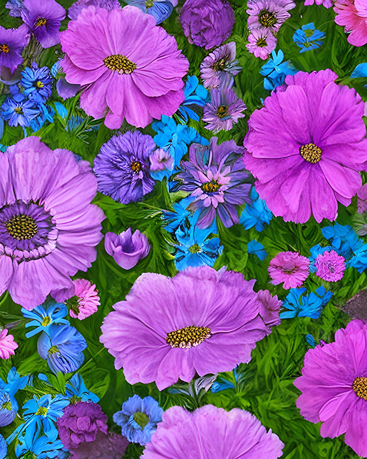 Flowers in a field Digital Art by Cindys Creative Corner