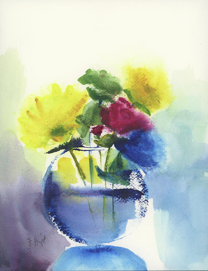 Flowers In A Fish Bowl Painting by Frank Bright