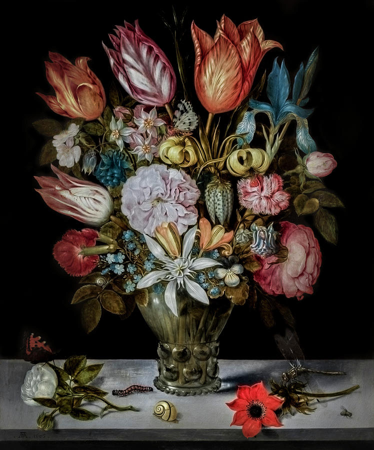 Flowers in a Glass by Ambrosius Bosschaert Photograph by Carlos Diaz