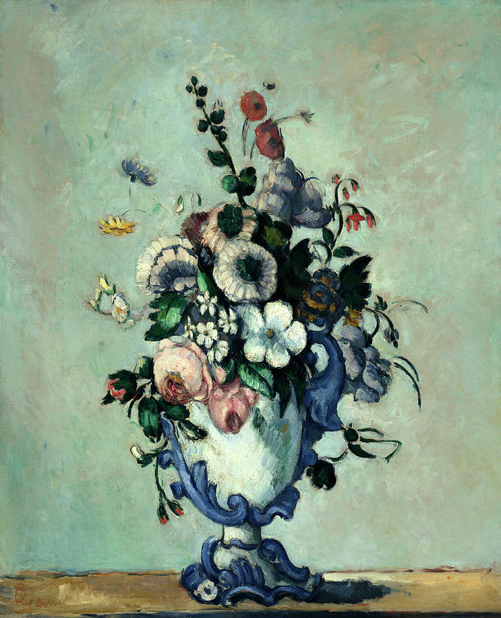 Flowers in a Rococo Vase. Dated c. 1876. Painting by Paul Cezanne Flowers in a Rococo Vase. Dated c. 1876. Painting by Paul Cezanne