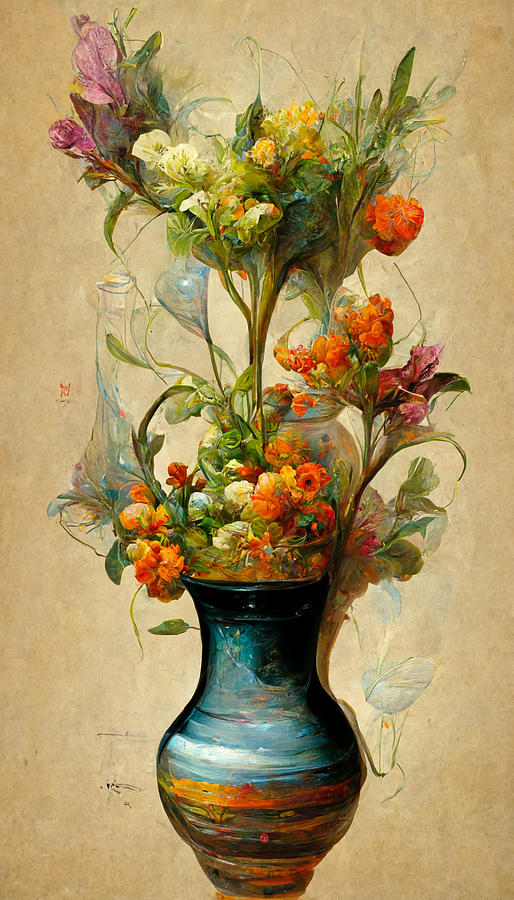 flowers  in  a  vase  ambrosias  bossart  style  ecf9d7a4  5360  4168  8c39  ec96c1aafee5 by Asar St Painting by Artistic Rifki